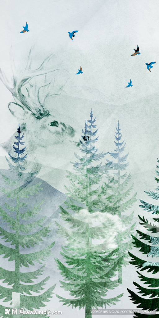 森林装饰新玄关画 TIF分层