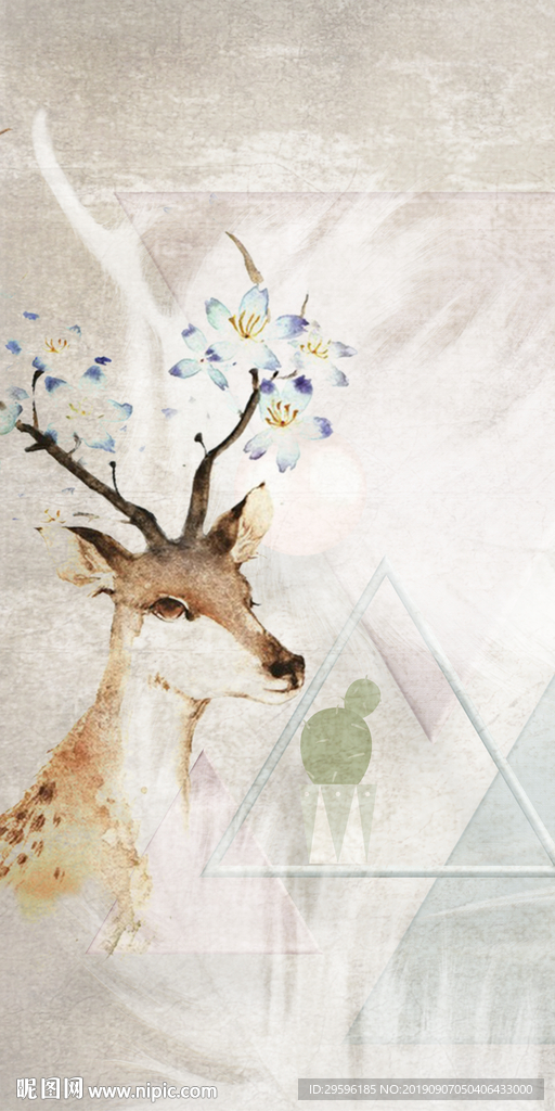 麋鹿装饰新玄关画 TIF分层