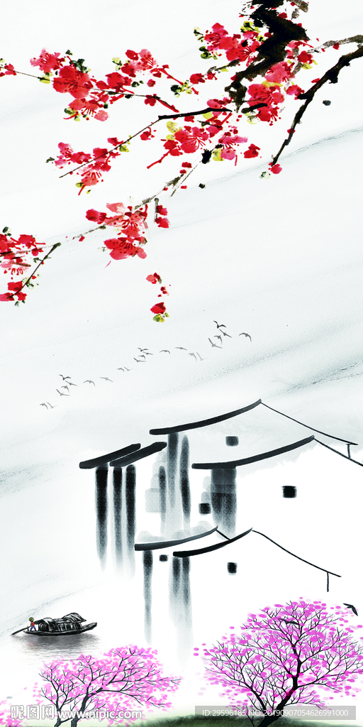 唯美新山水水墨画 TIF分层