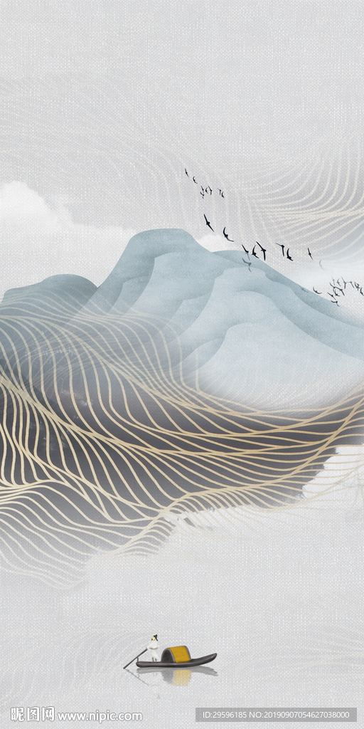 线条新山水水墨画 TIF分层