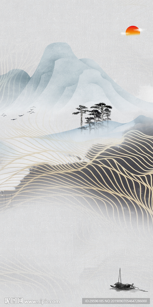 豪华新山水水墨画 TIF分层