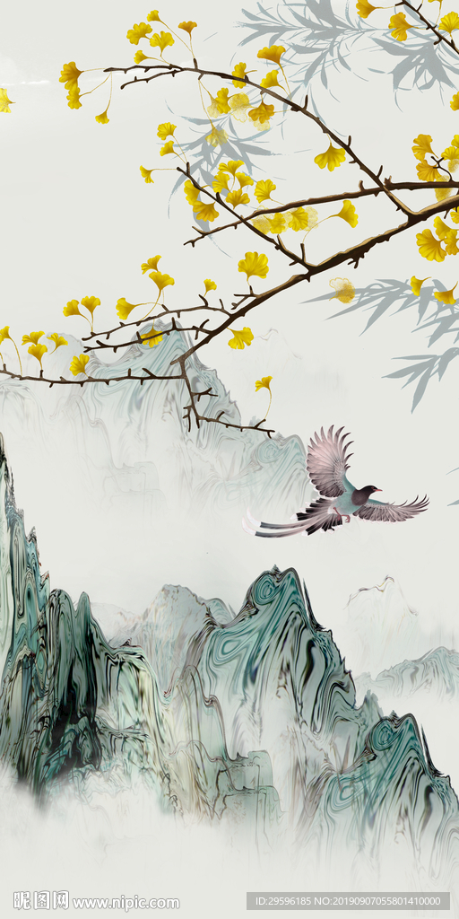 中式新山水水墨画 TIF分层