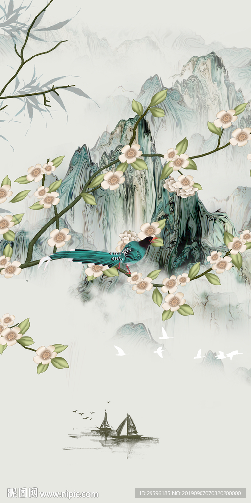 中国风新山水水墨画 TIF分层