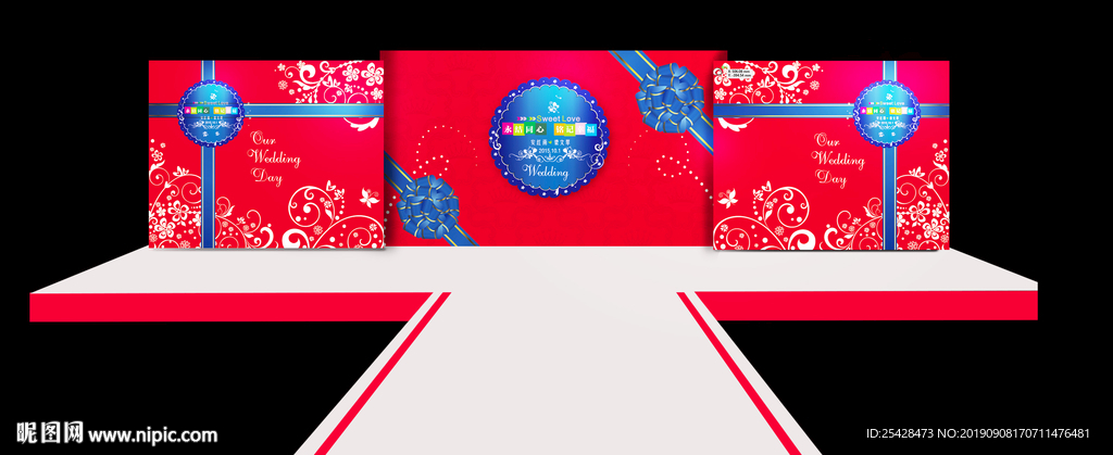 中国红 中国蓝婚礼背景