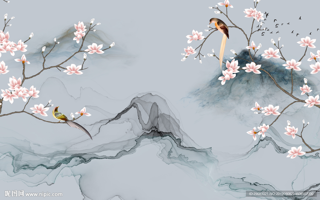 高档新中式山水画 TIF分层