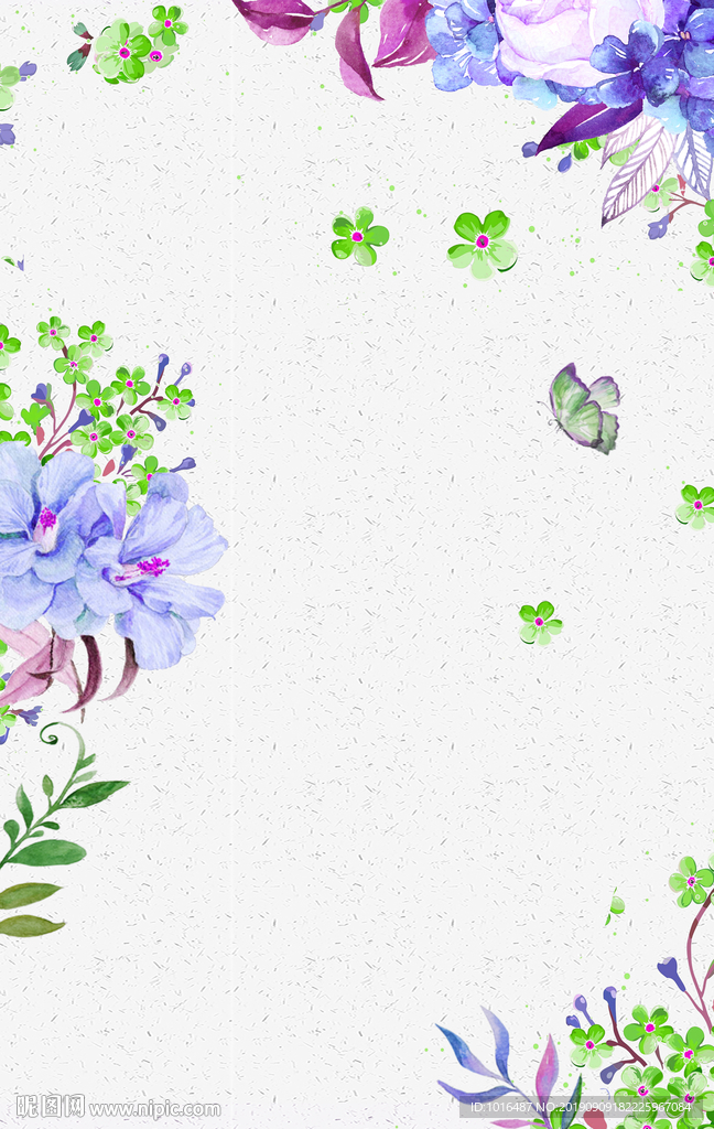 鲜花手绘花边底图花纹地产卡通