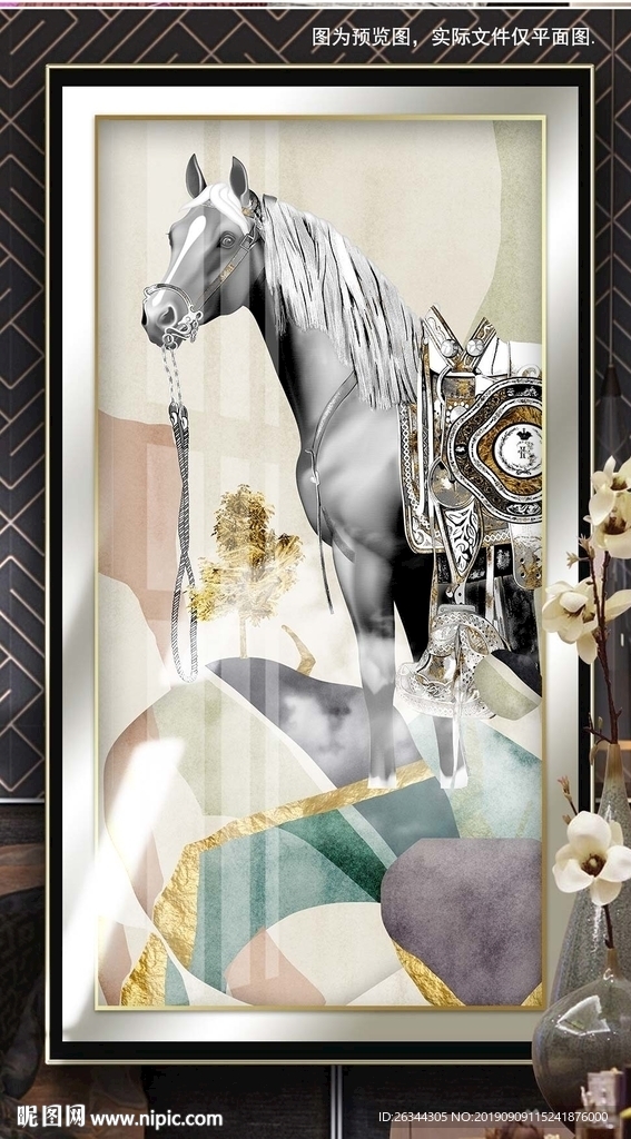 玄关马到成功晶瓷画装饰画