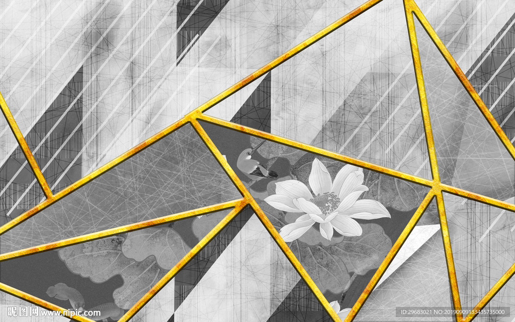 黑白几何石材 TIF分层画