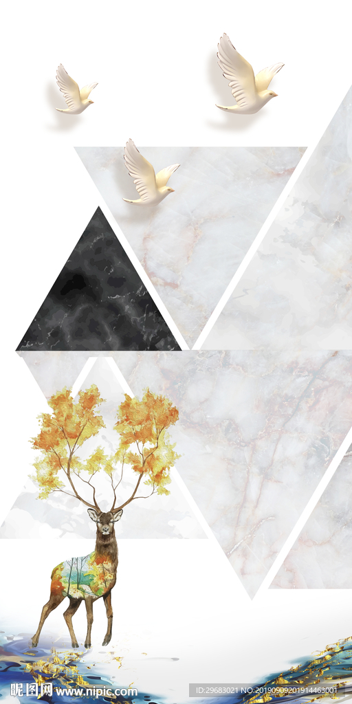 极品几何麋鹿TIF分层画