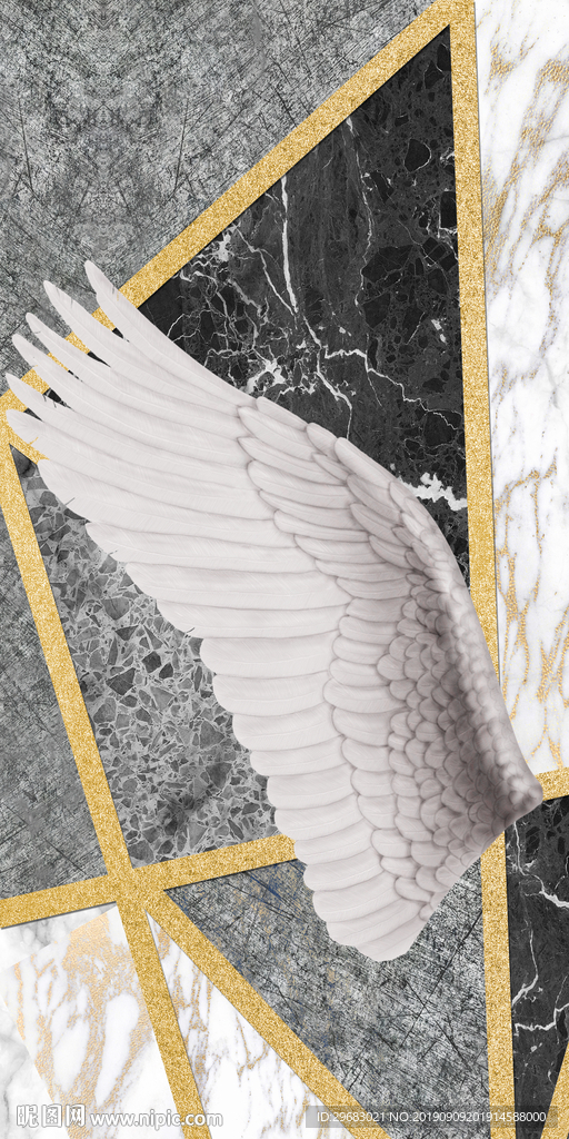 羽毛几何纹理TIF分层画