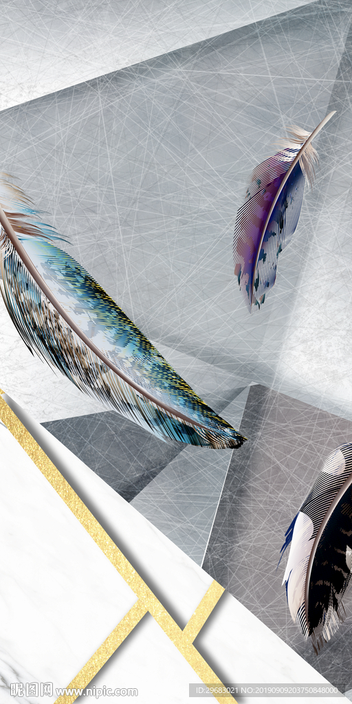 羽毛几何纹理 TIF分层画