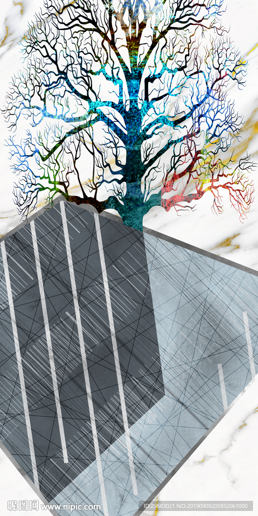 高档 几何树 TIF分层画
