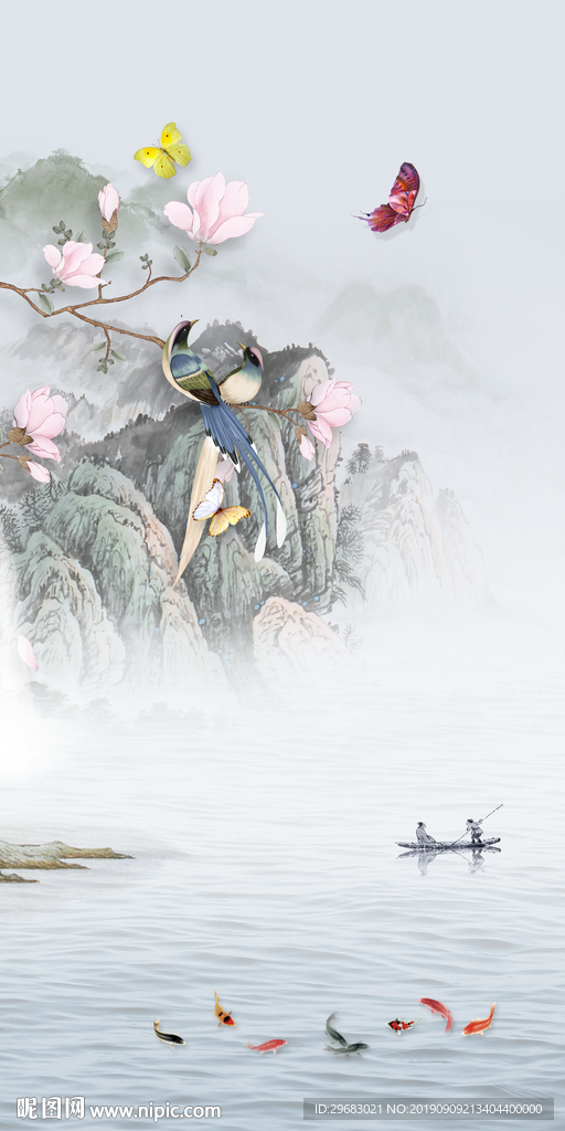 爆款新中式山水画 TIF分层