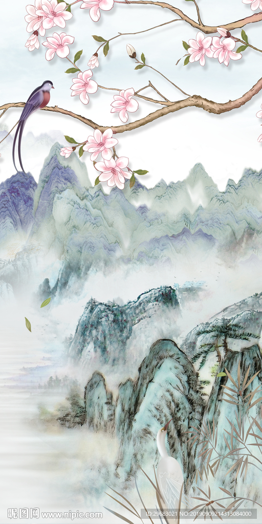 意境新中式山水画 TIF分层