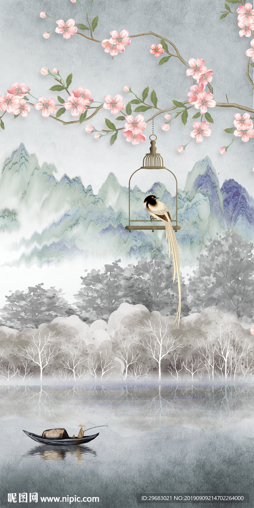 家居新中式山水画 TIF分层