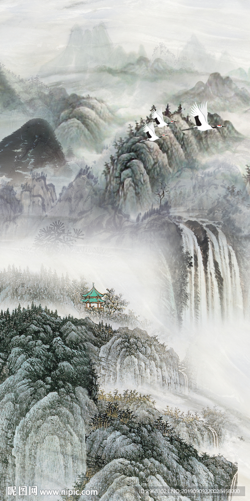 现代新中式山水画 TIF分层