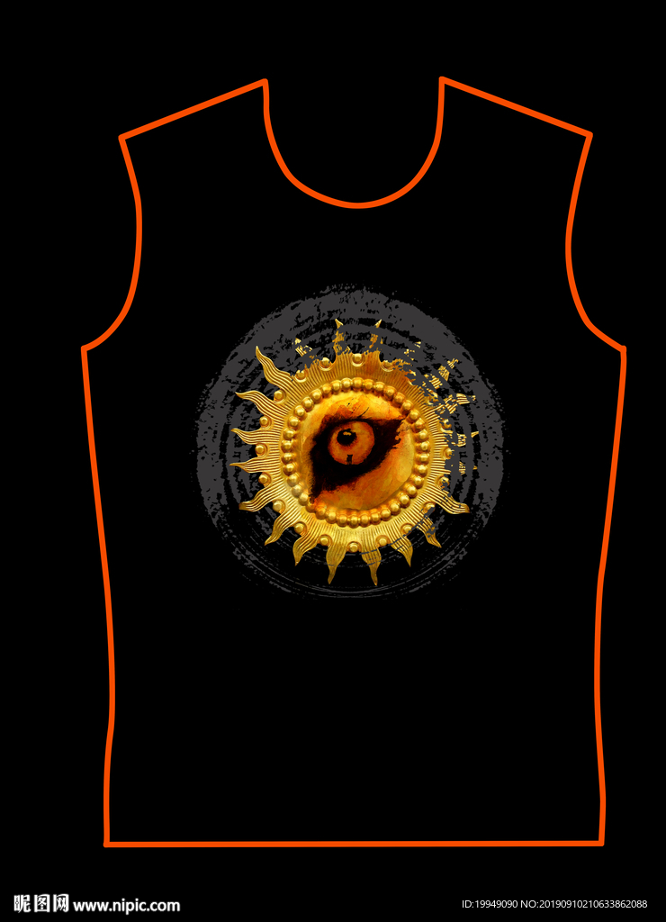 男装短袖狮子眼睛印花