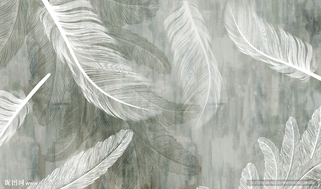 羽毛背景墙 现代简约羽毛背景