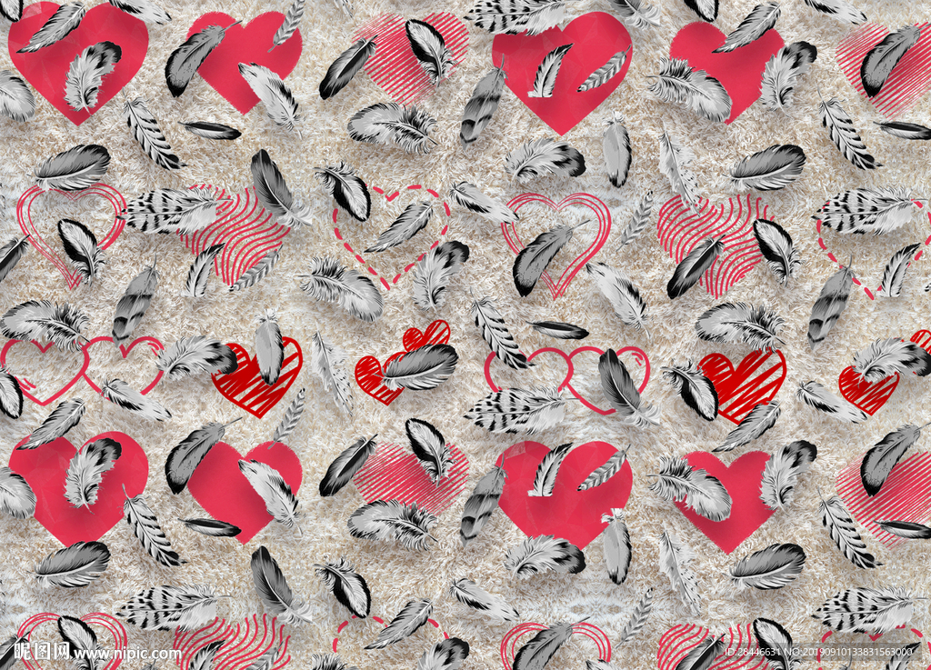 北欧水彩羽毛背景墙