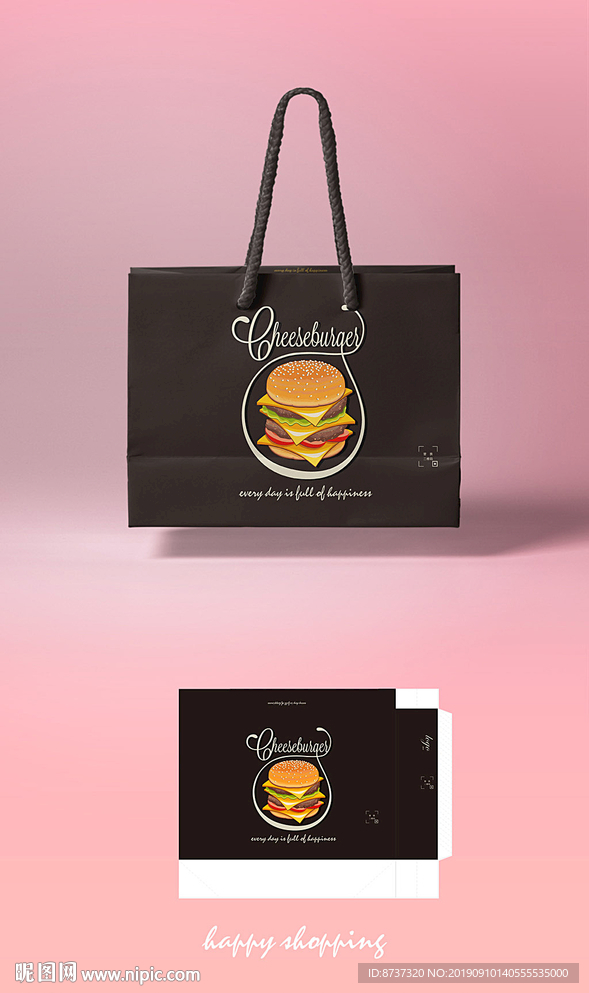 INS风简约食品袋 披萨手提袋