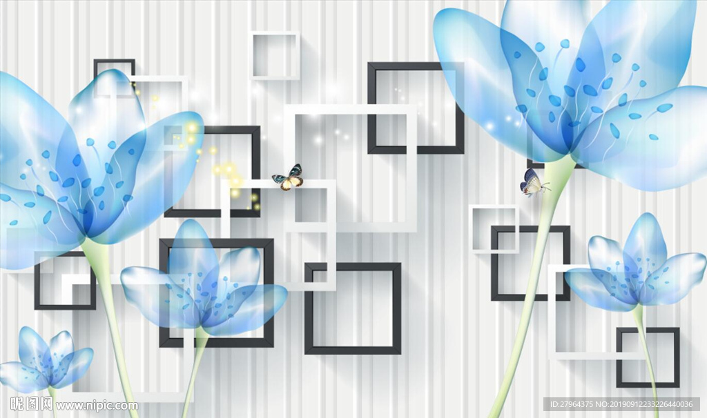 立体简约花朵背景墙