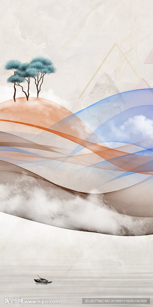 麋鹿现代玄关画 TIF分层