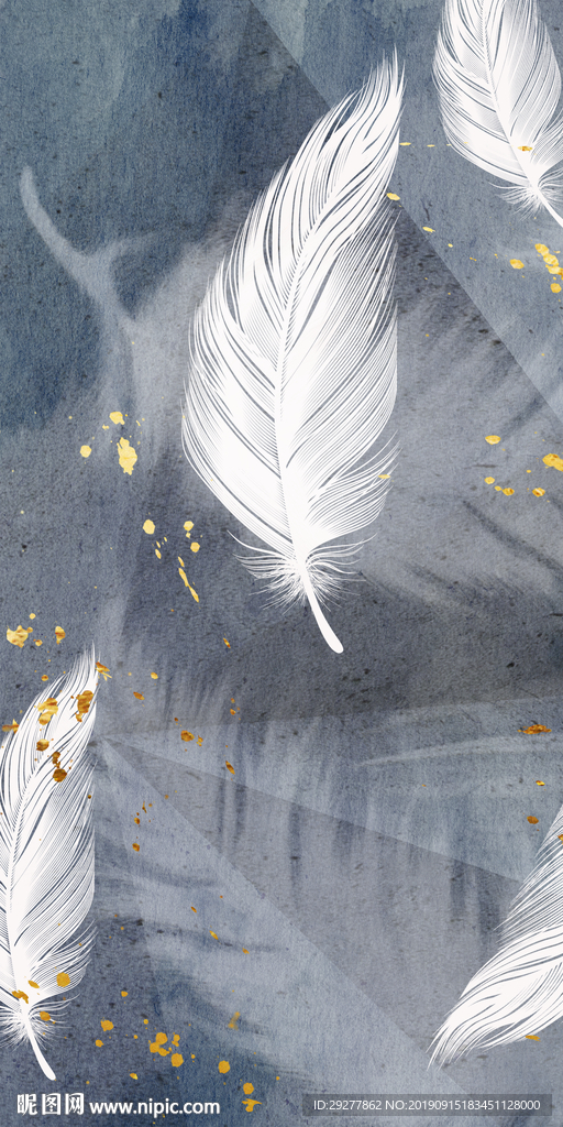 羽毛现代玄关画 TIF分层