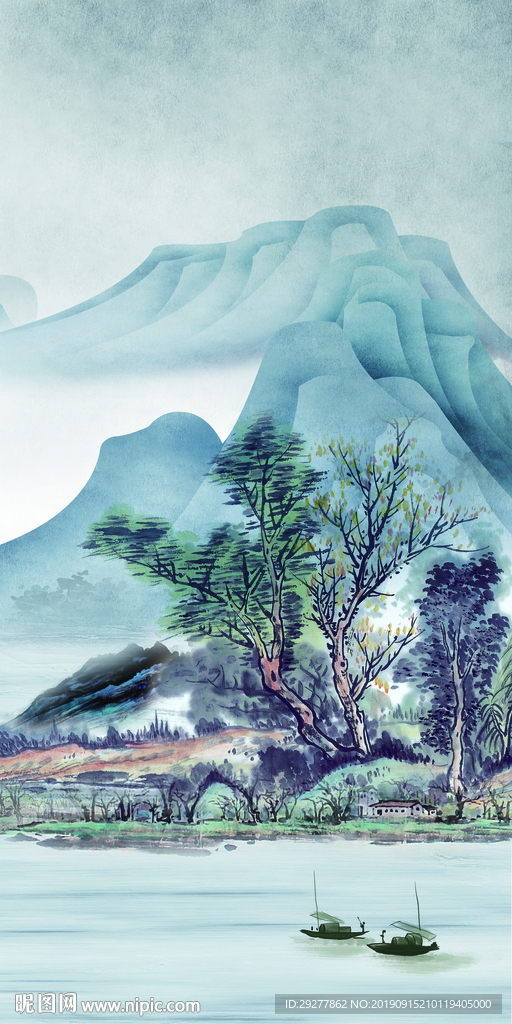 后现代玄关山水画 TIF分层