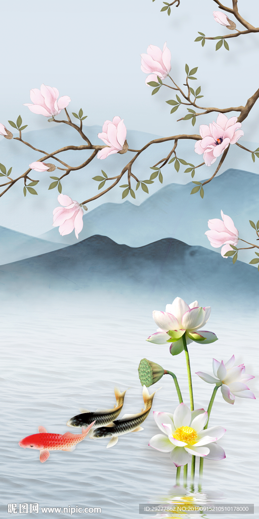 现代玄关山水画 TIF分层