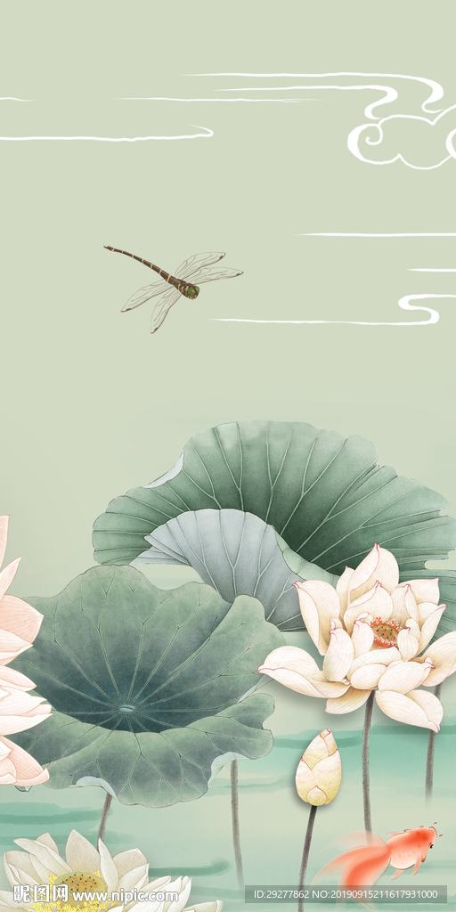 荷玄关山水画 TIF分层