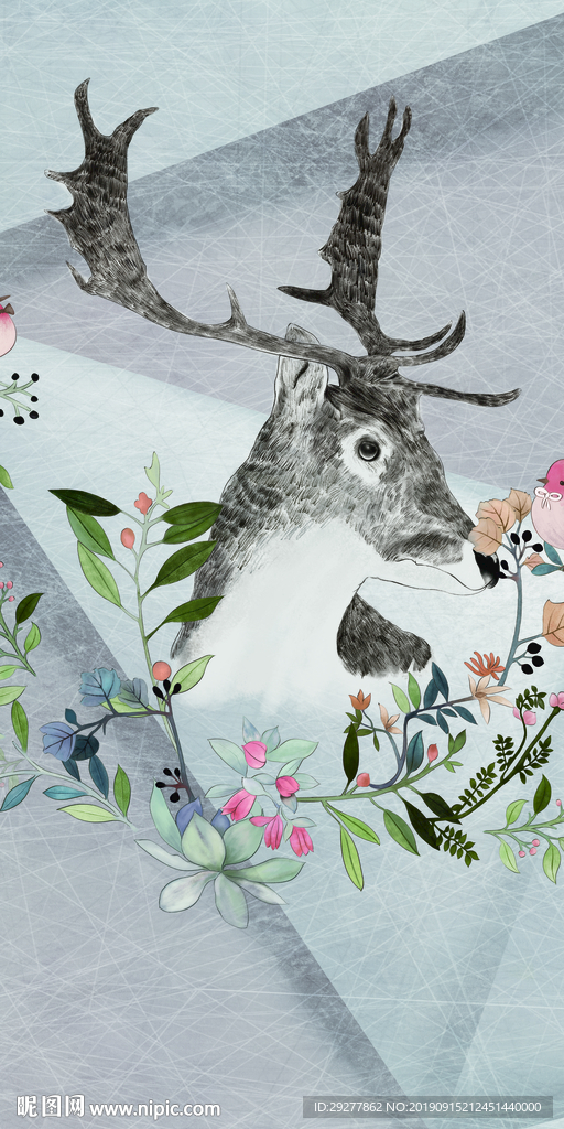 欧式 现代玄关画 TIF分层