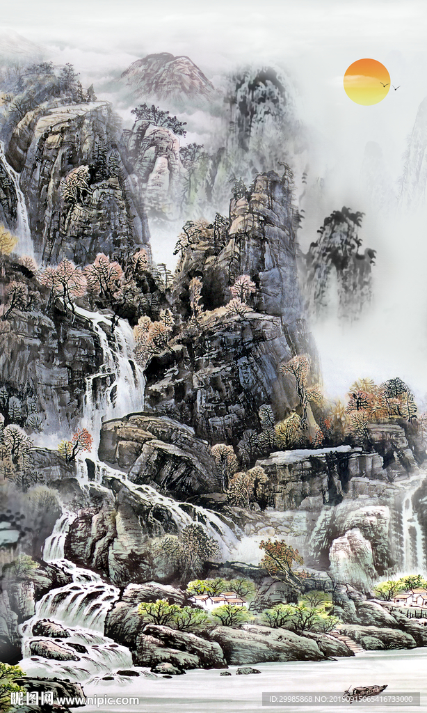 高档玄关山水画 TIF分层