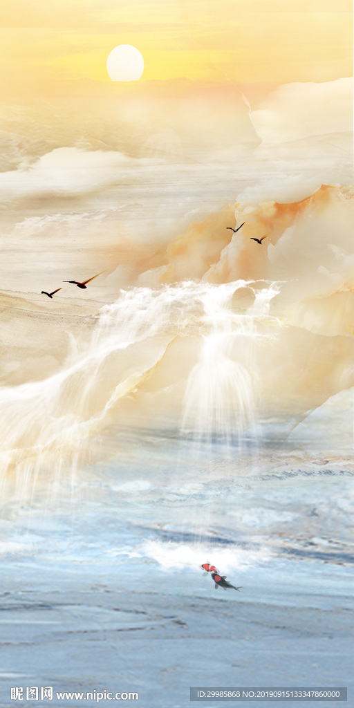 中式石纹 TIF分层 瀑布