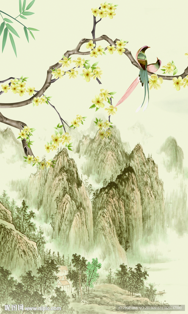 高清风景画 国画 TIF分层