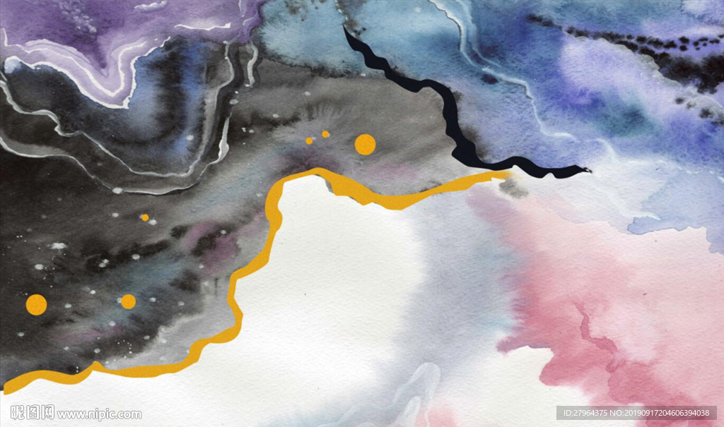 水墨晕染电视背景墙