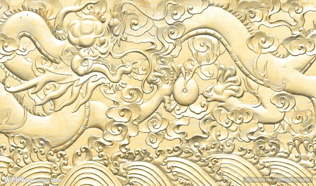 中国风龙纹砂岩电视背景墙