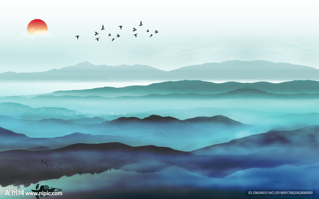 新款中国风山水画 TIF分层