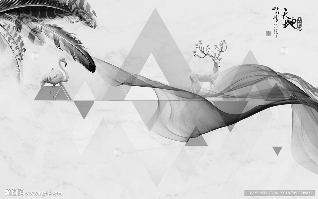 立体欧式画 TIF分层 背景墙