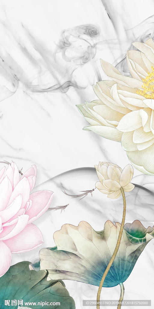 荷花 爵士白画 TIF分层