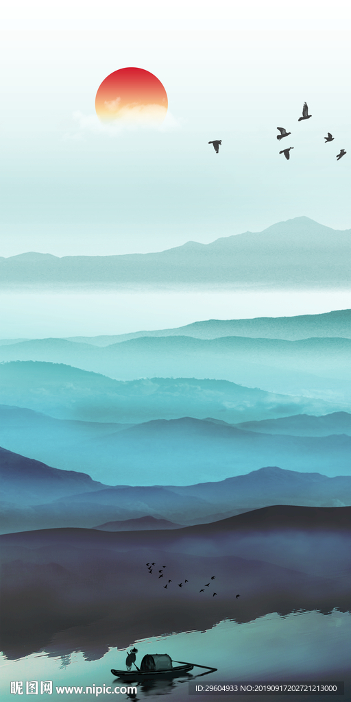 高清 山水中式画 TIF分层