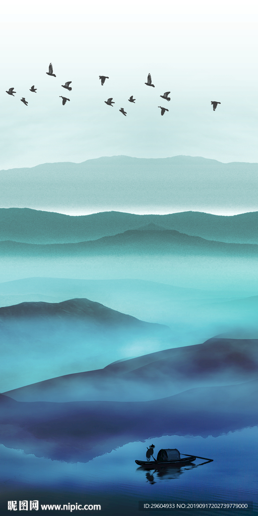 新款山水中式画 TIF分层