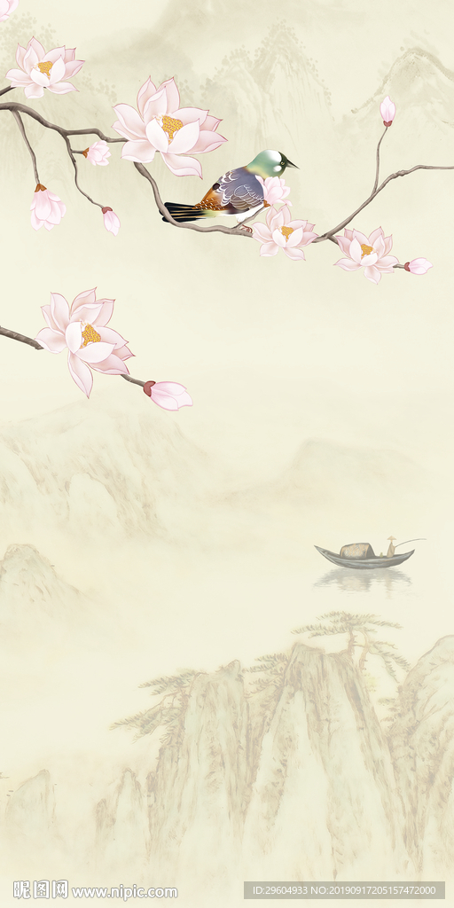 国画山水意境画 TIF分层