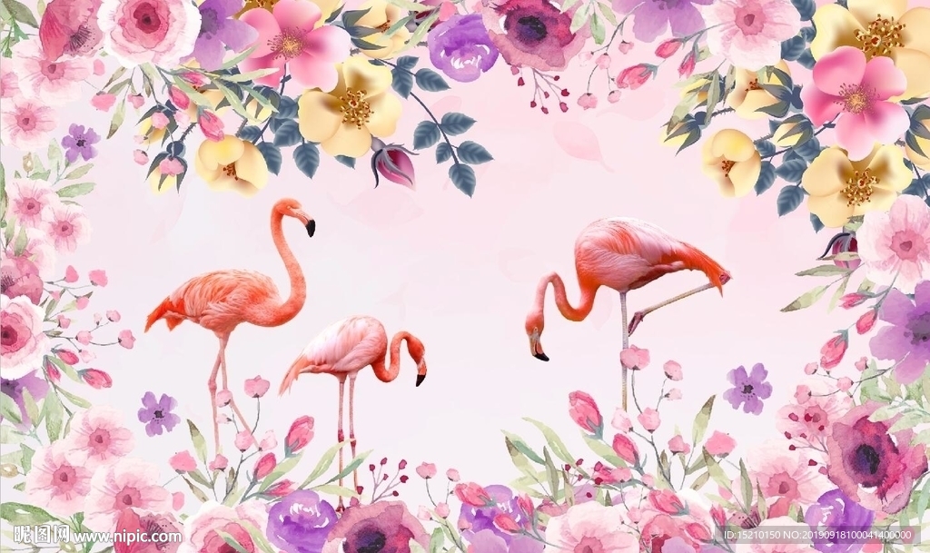 梦幻玫瑰花电视背景墙