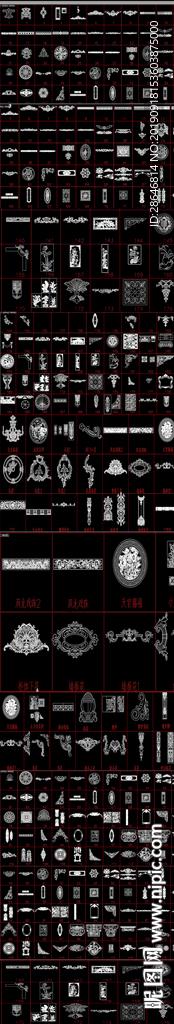 整木家居常用欧式雕花CAD图库