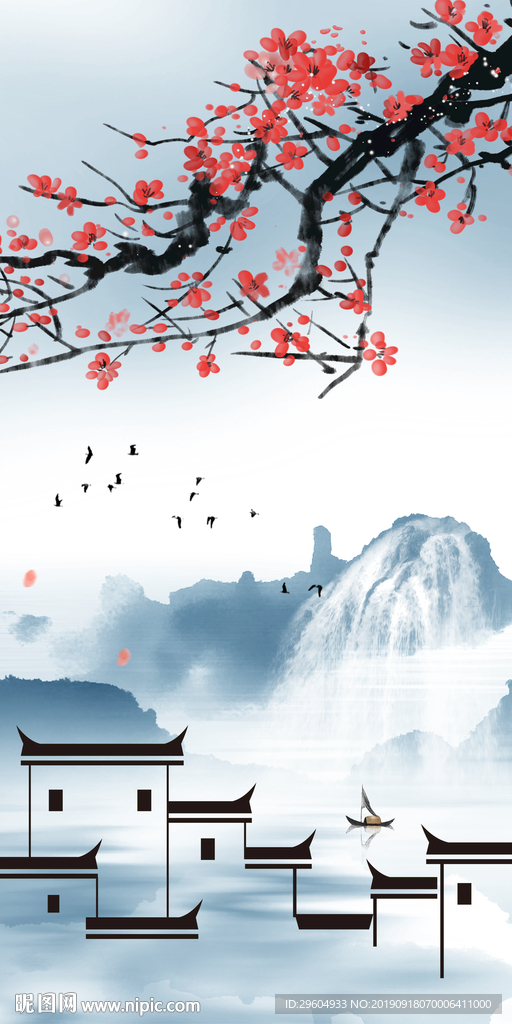 玄关山水意境画 TIF分层