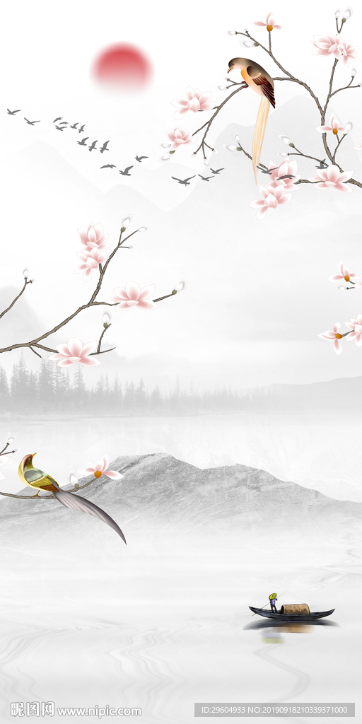 奢华 山水水墨画 TIF分层