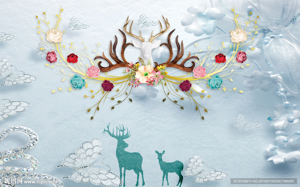 高档 新品背景墙画 TIF分层