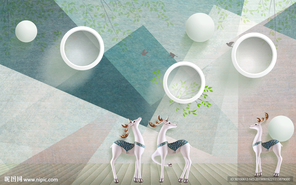 几何新品背景墙画 TIF分层