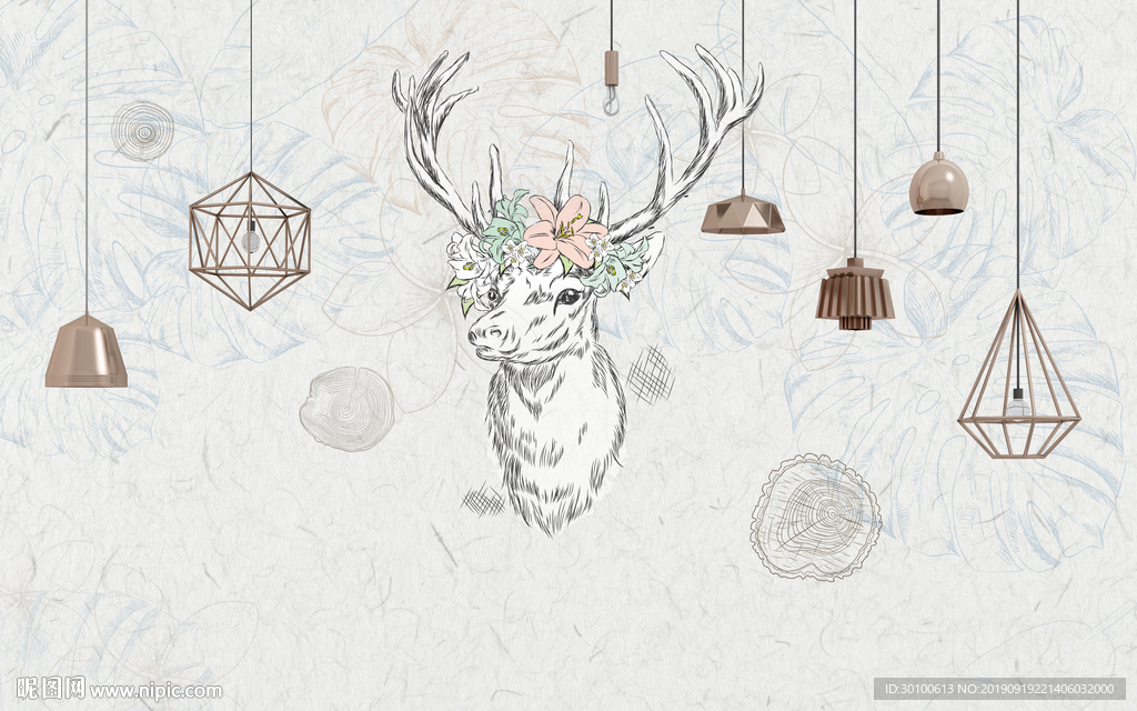 精美新品背景墙画 TIF分层