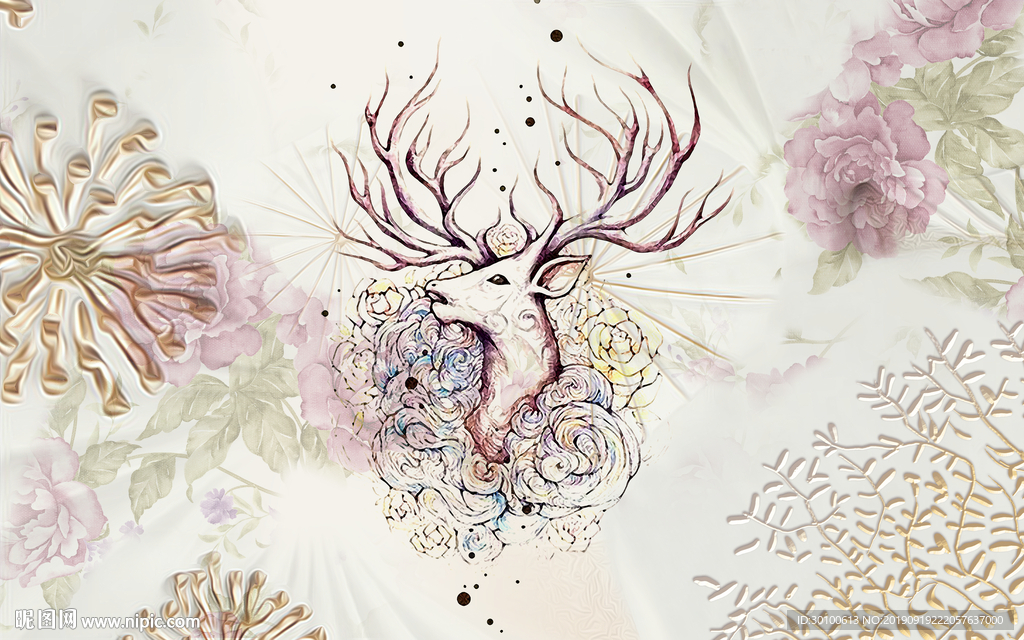 麋鹿新品背景墙TIF分层